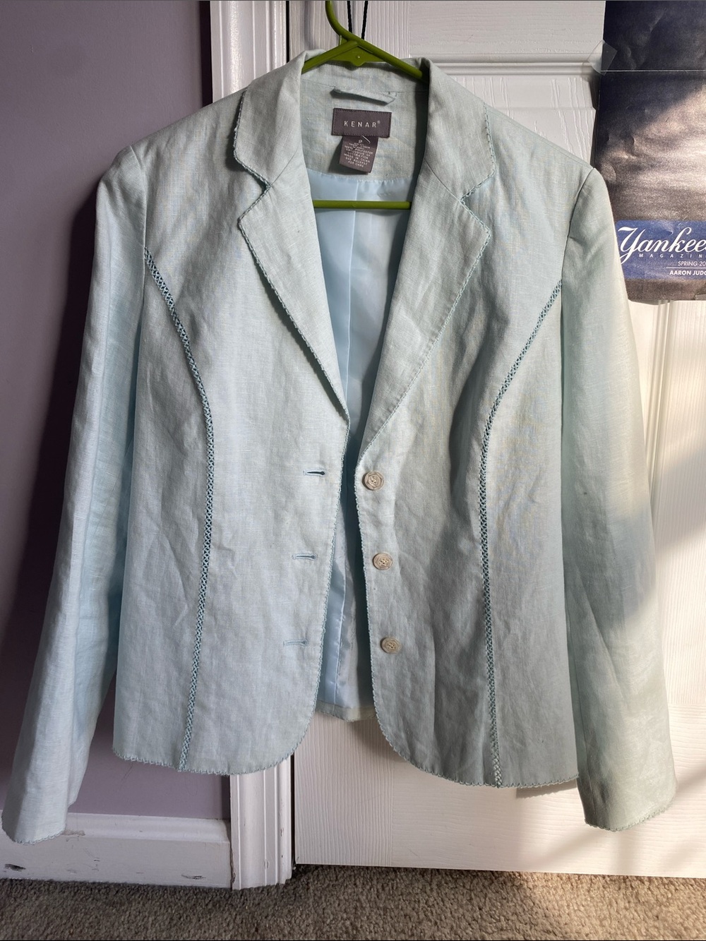 Kenar Women's Size 8 Light Blue Linen Blazer